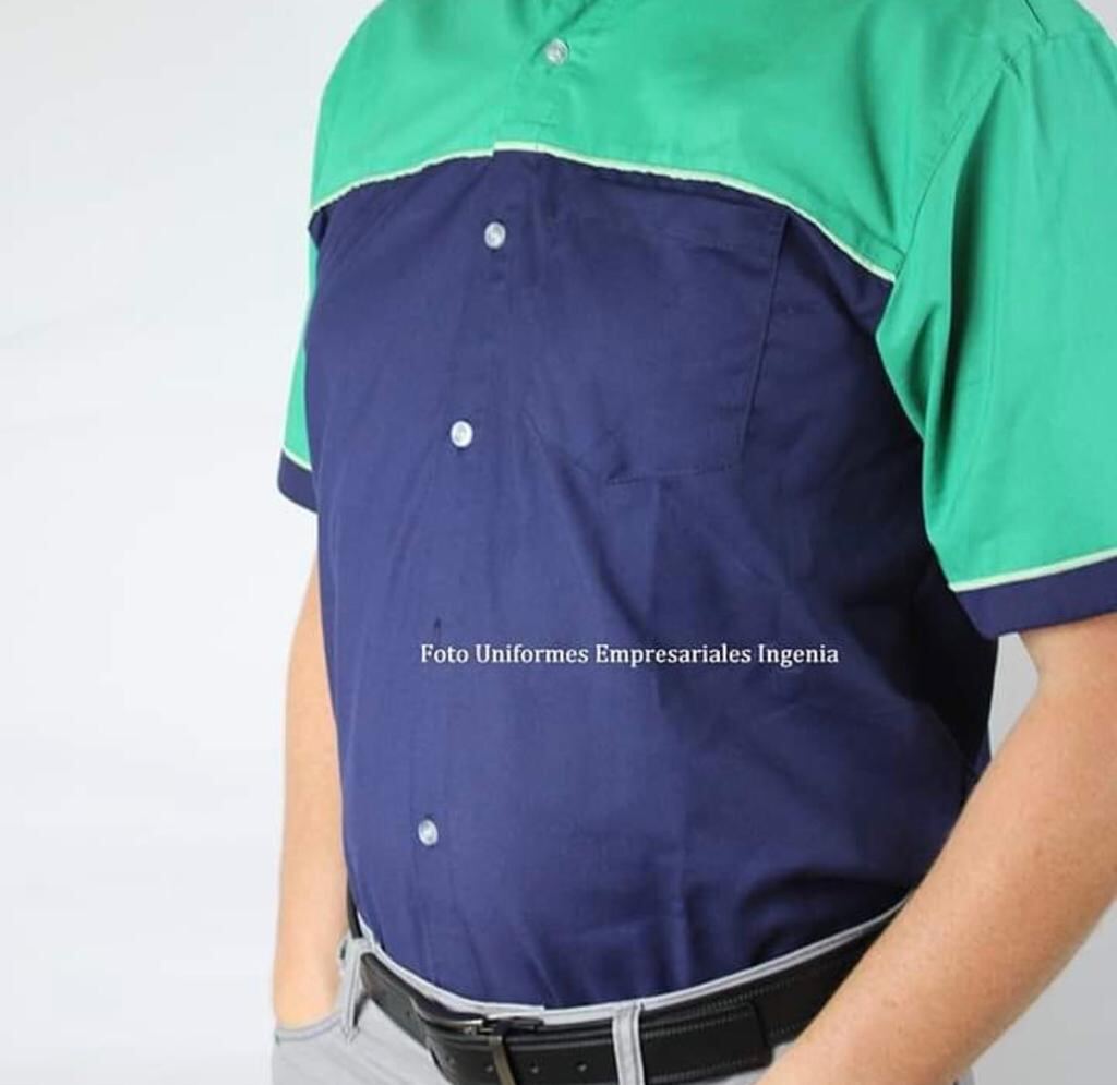 Camisa bicolor verde/azul